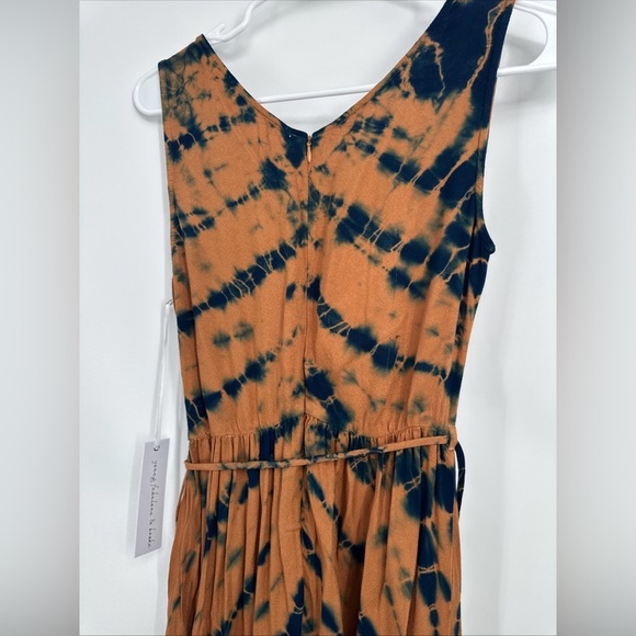 Young Fabulous & Broke Brown Blue Tie Dye Maxi Dress Pockets Size small NWT - Picture 5 of 5